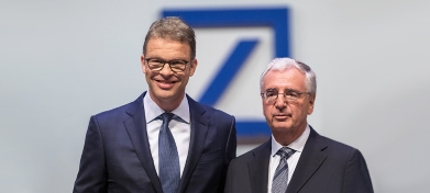 You are in the archive of 2019. The picture shows Christian Sewing, Chief Executive Officer, and Dr. Paul Achleitner, Chairman of the Supervisory Board, standing next to each other.